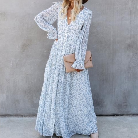 Vici Light Blue Floral Maxi Dress